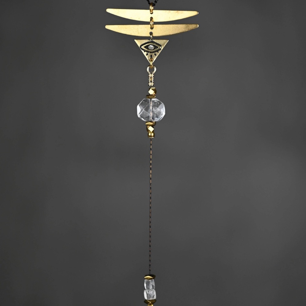 Eye With Stone and Double Wing Necklace